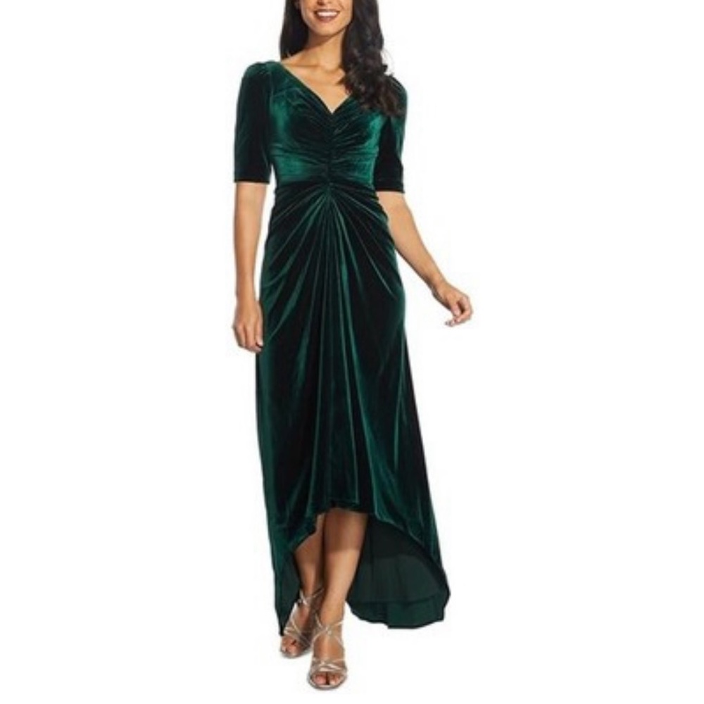 BRAND NEW - Adrianna Papell Velvet High Low Dress in Emerald